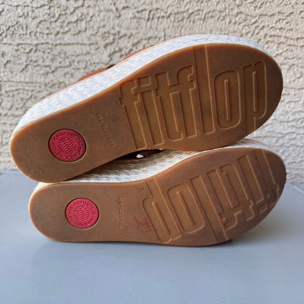FitFlop Eloise Wedge Sandals Womens Size 8 Tan Platform Espadrille Strappy Shoes - Picture 8 of 16